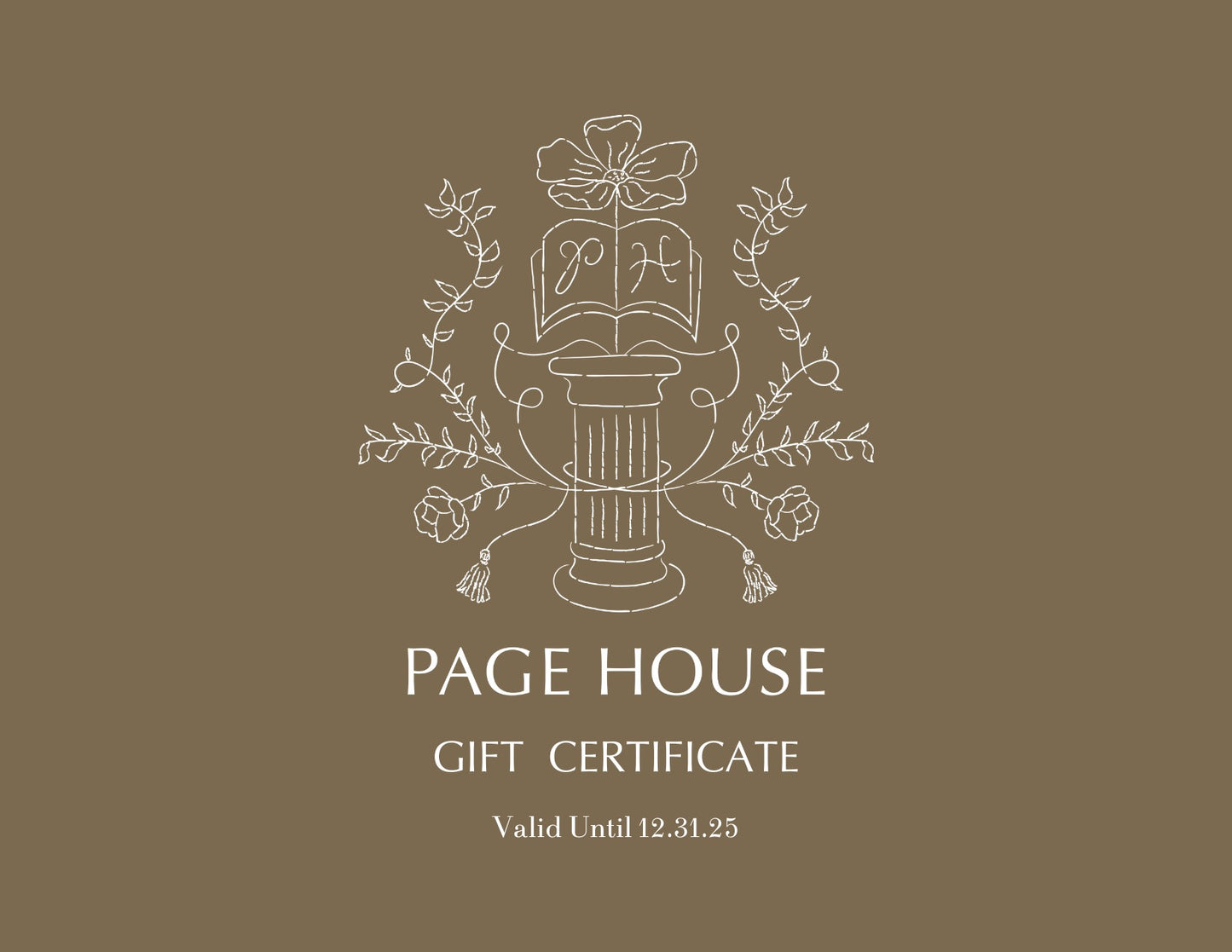 Page House Studio digital gift card with red bow design