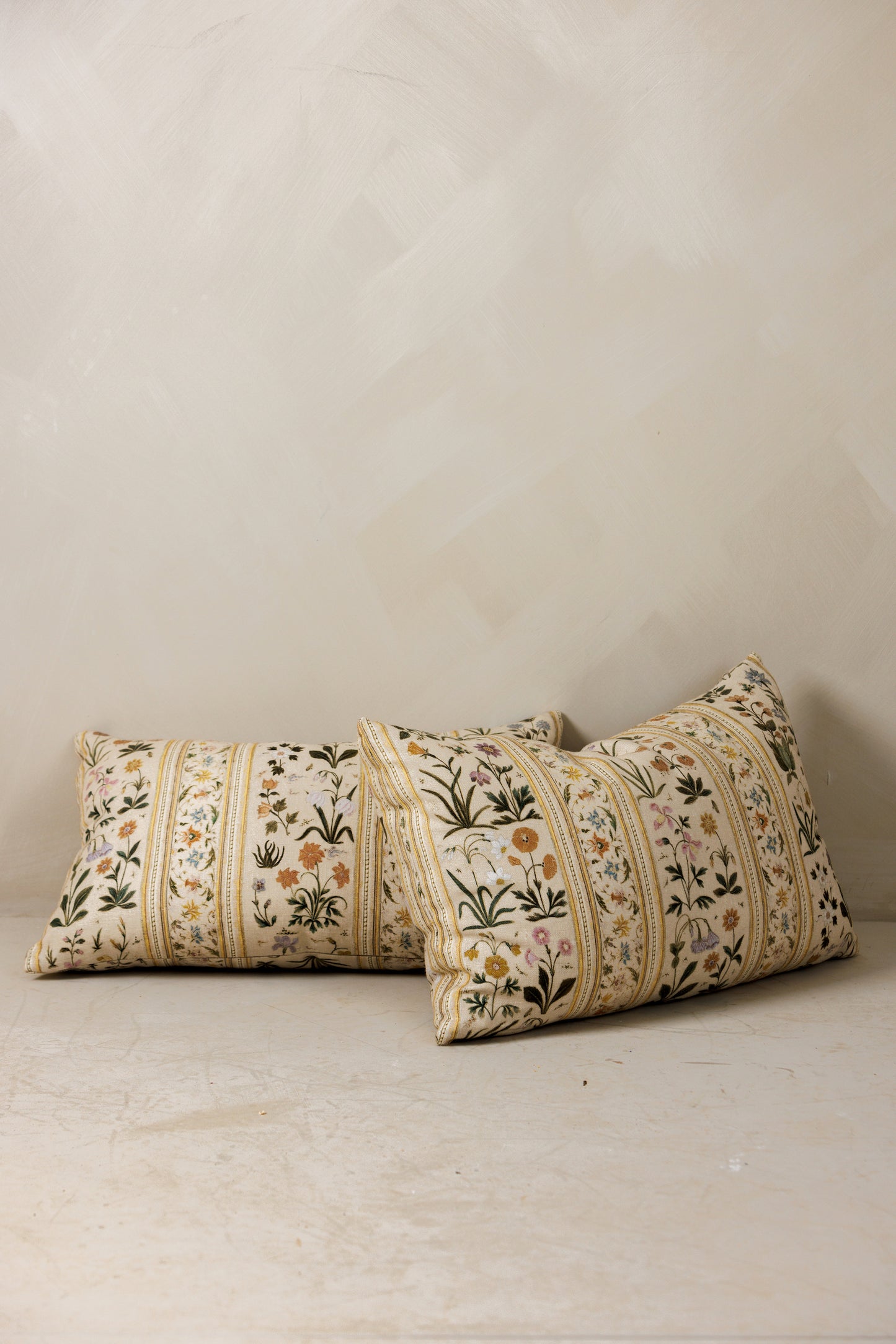 Pair of Botanico lumbar pillows with floral print – Page House Studio