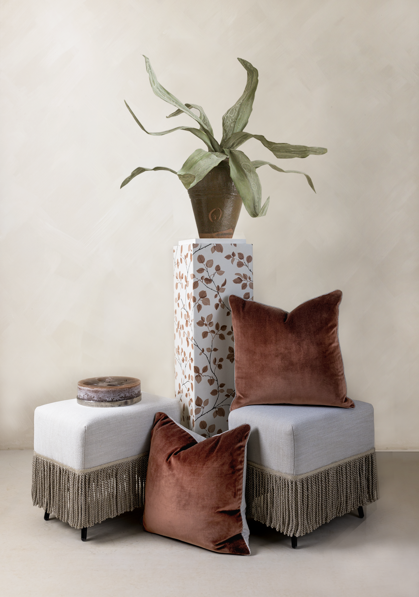 The Icon Set styling collection – Vine pedestal and Sofia stools – Page House Studio
