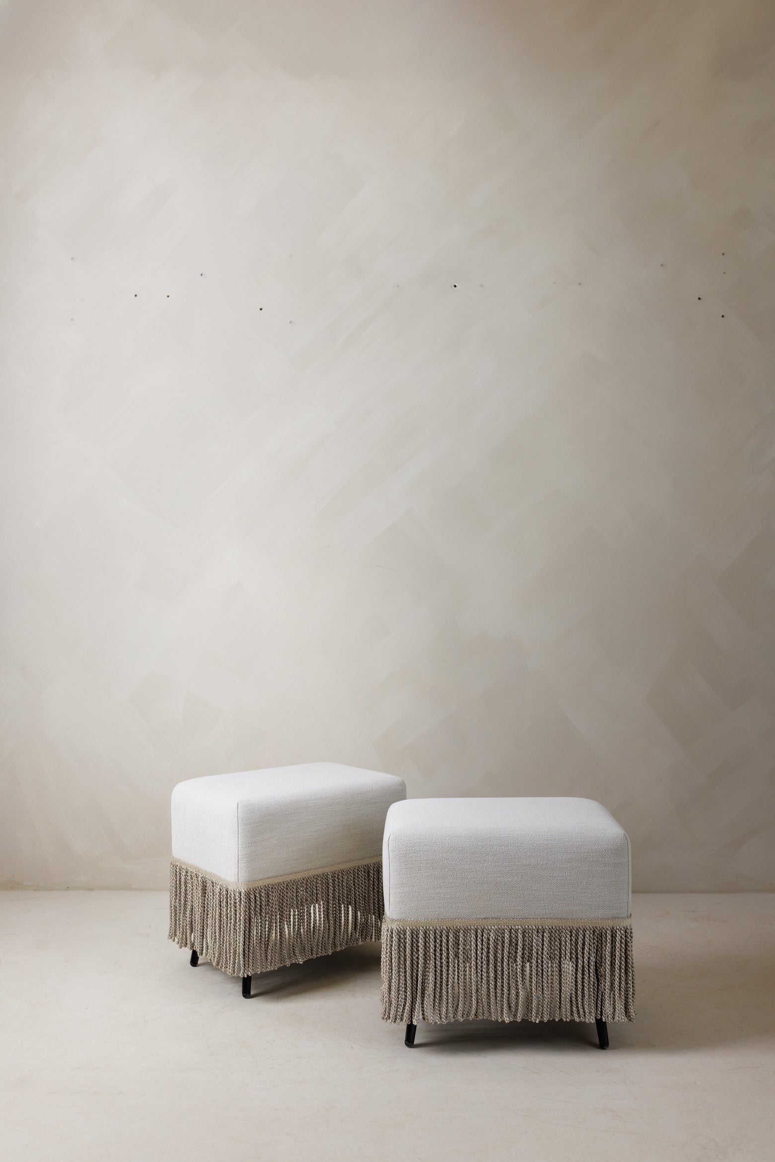 Pair of Sofia stools with bullion fringe – The Icon Set – Page House Studio