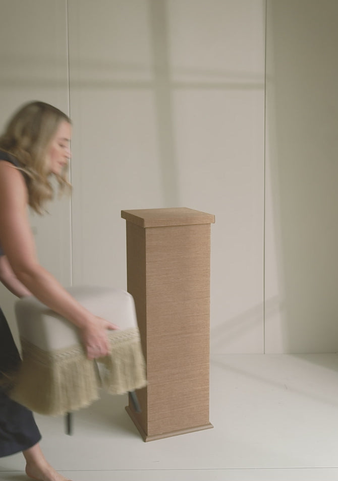 The Naturalist Set video styling demo – pedestal, stool, pillows