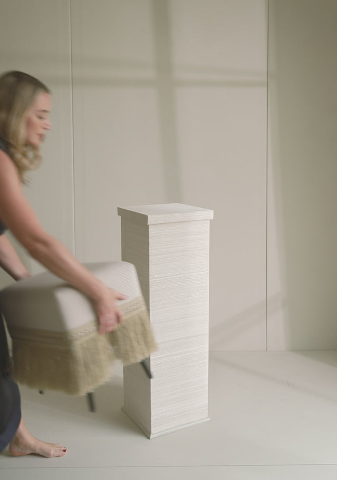 The Naturalist Set video styling demo – pedestal, stool, pillows